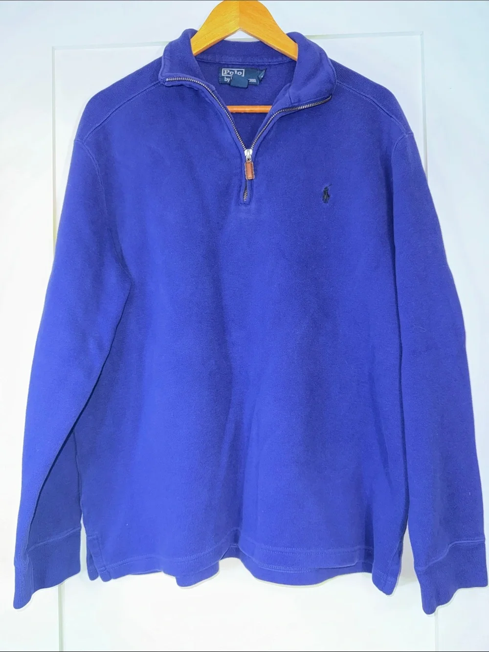 Polo by Ralph Lauren Men's Quarter-Zip Sweater Royal Blue Sz Large 100% cotton
